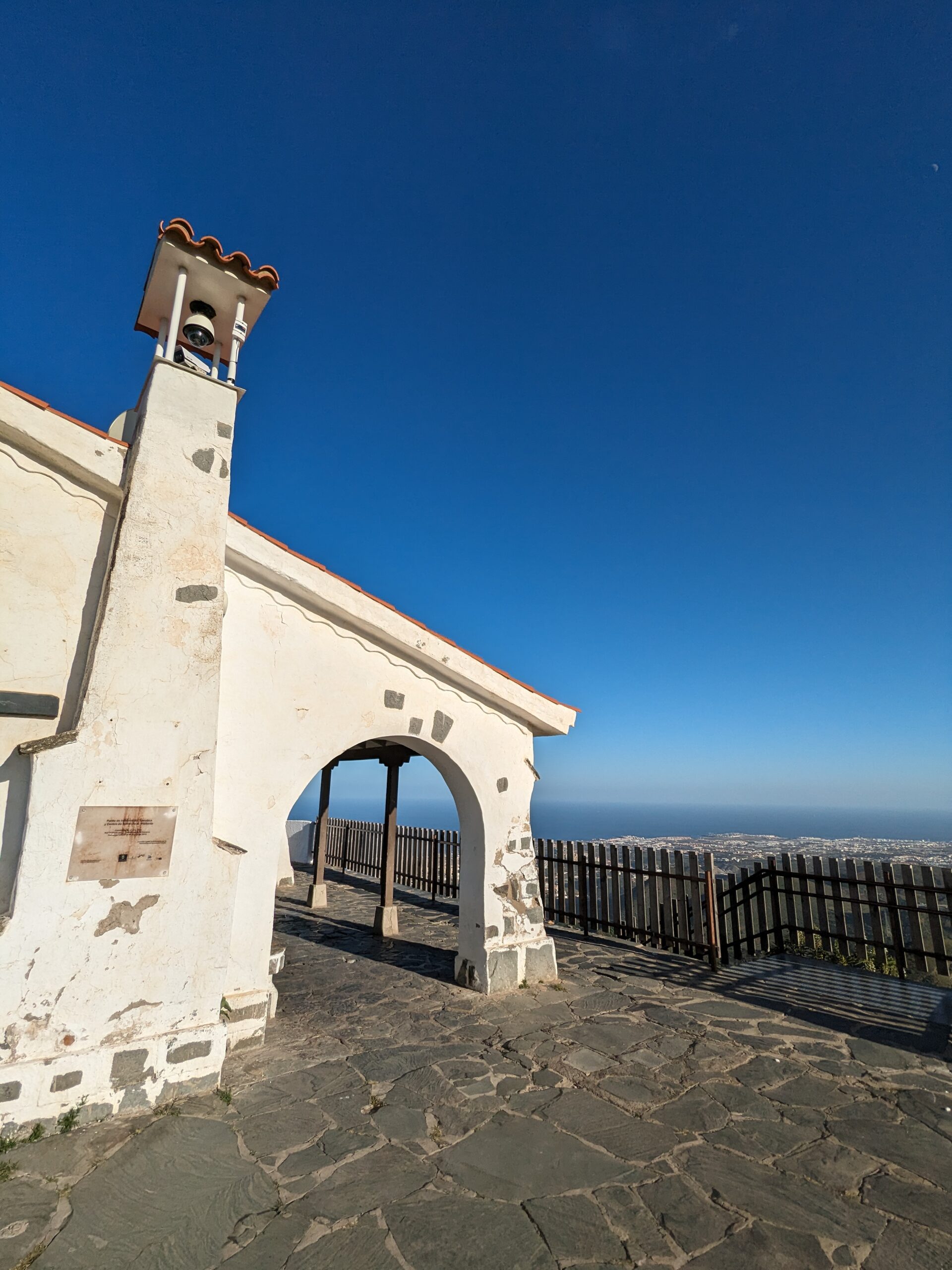 The hermitage chapel at Bandama offers panoramic views across the crater and surrounding volcanic landscape.