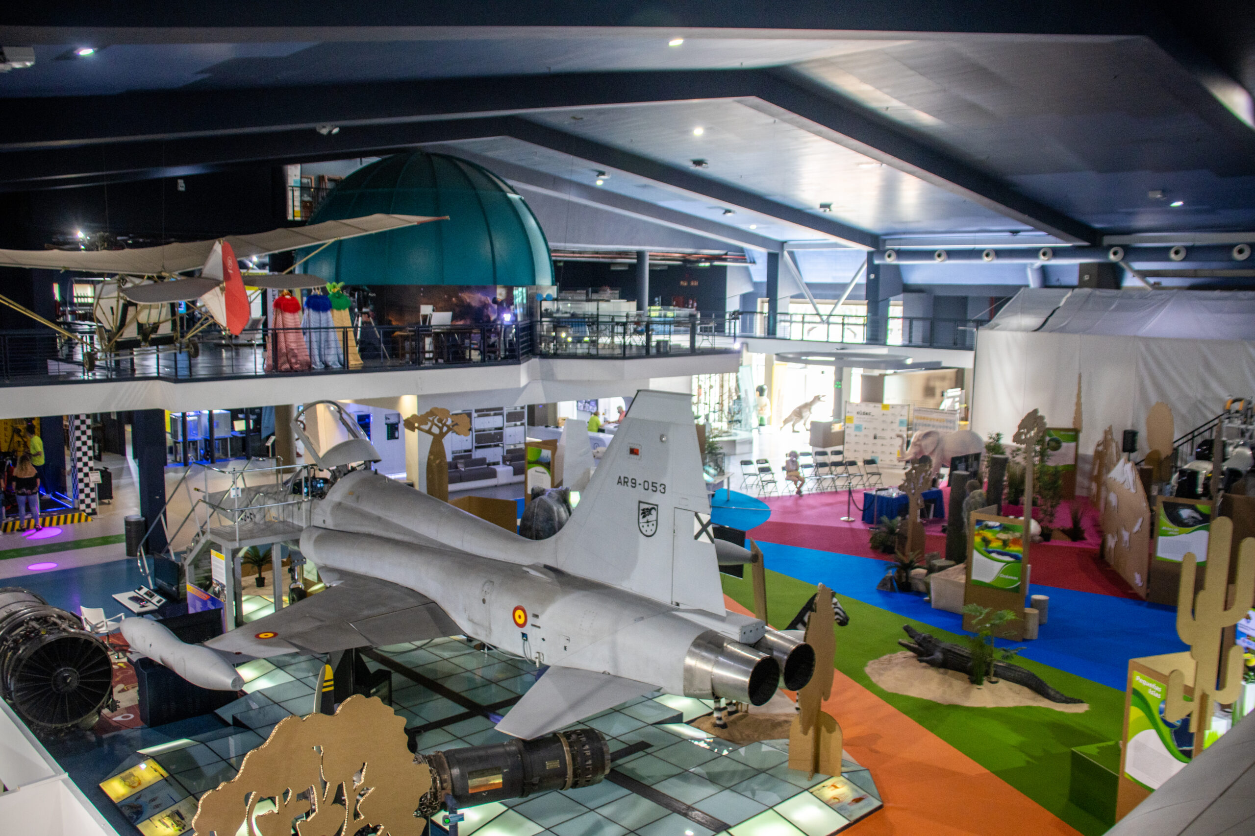 The Elder Museum of Science and Technology features an impressive collection of aircraft and interactive exhibits across multiple levels.