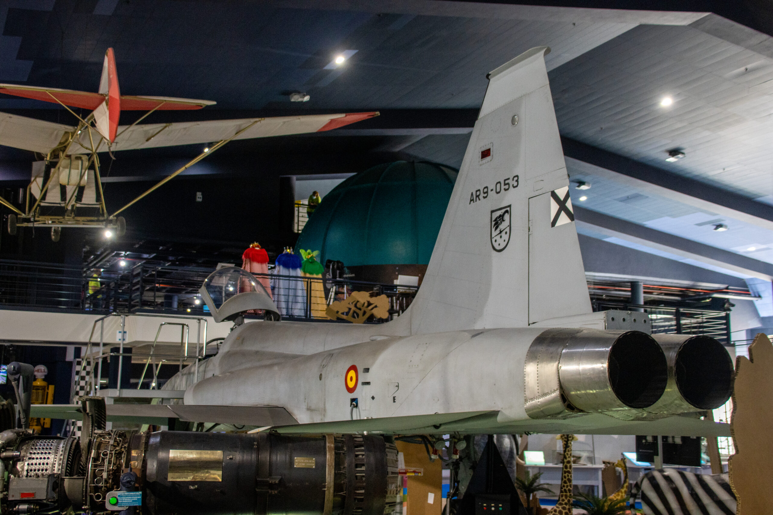 A historic Spanish military aircraft on display at the Elder Museum of Science and Technology in Las Palmas.