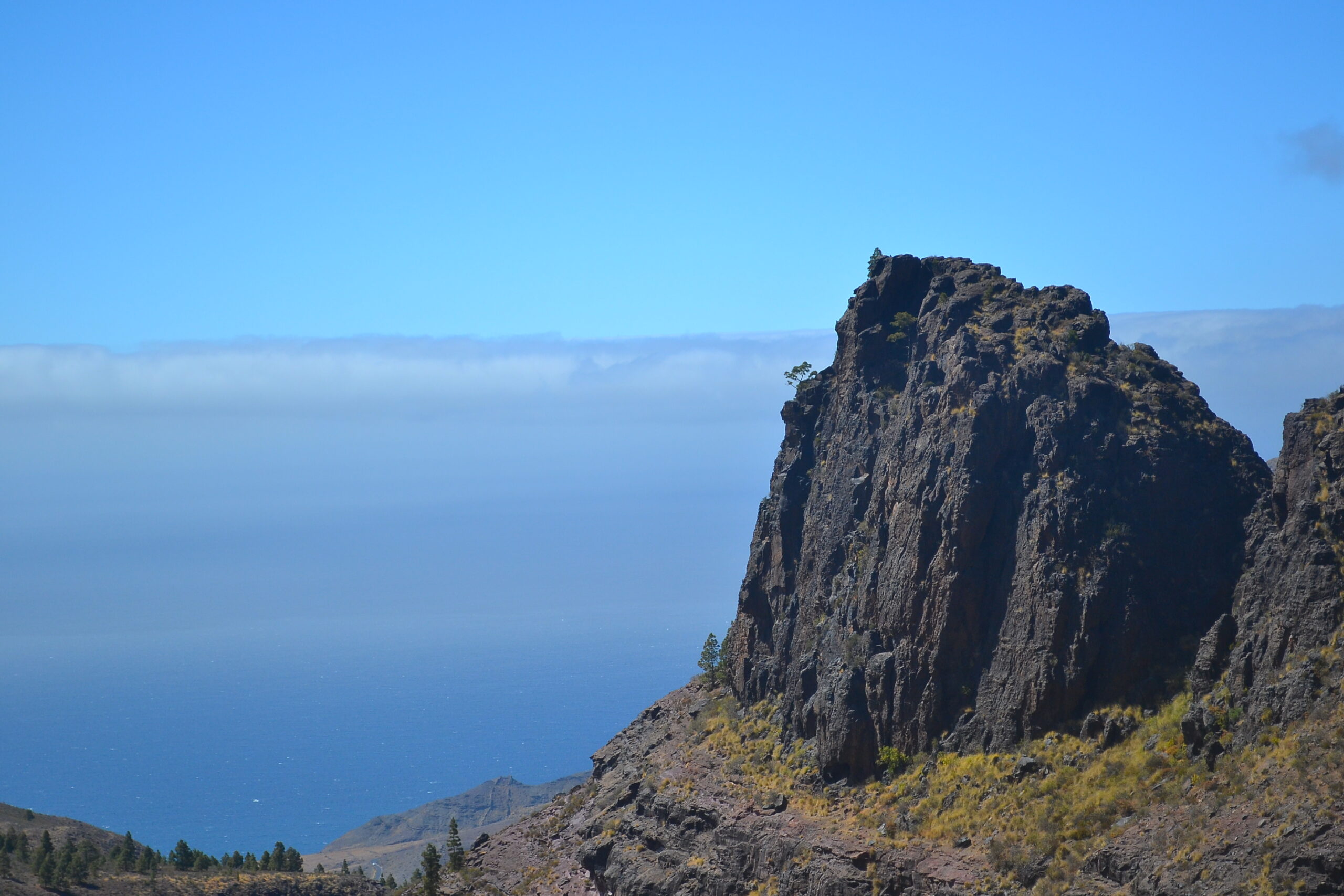 Dramatic volcanic rock formations within Tamadaba Natural Park showcase the geological heritage of Gran Canaria's interior landscape.